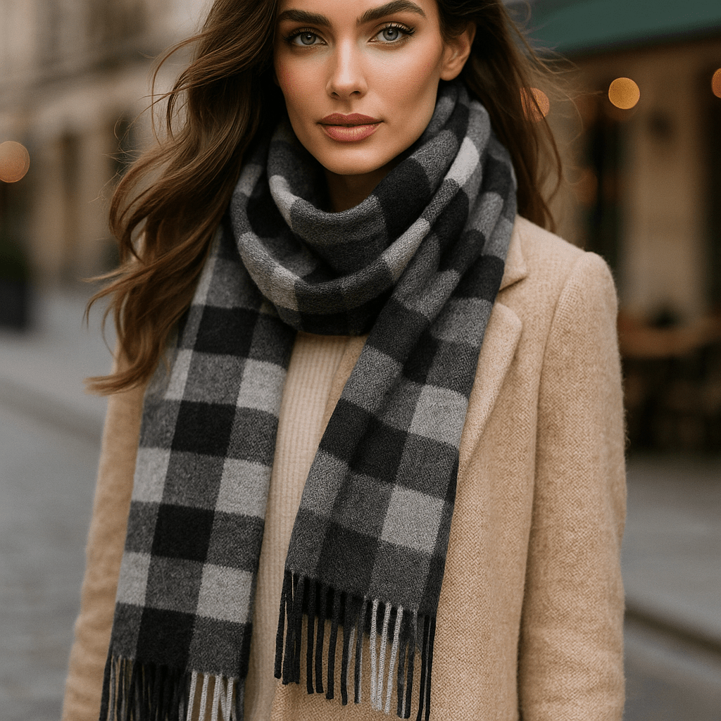 Écharpe homme en mélange de qualité, chaude et douce, l'accessoire classique idéal pour affronter l'hiver.