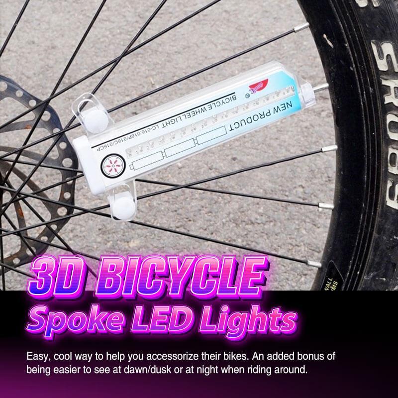 Kit de lumières LED pour rayons de roue de vélo, facile à installer, pour un éclairage sûr et un effet 3D.