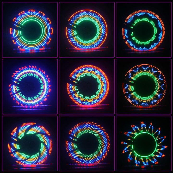 Vélo équipé de lumières LED 3D sur rayons, garantissant une sécurité maximale et une visibilité accrue la nuit.