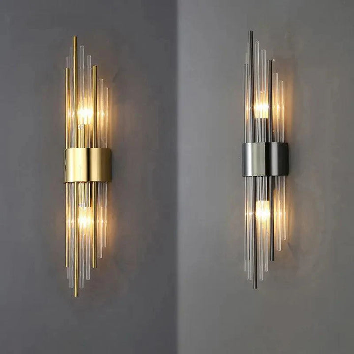 Applique murale LED en cristal, design moderne et luxe pour salon ou chambre. Éclairage intérieur chaleureux.