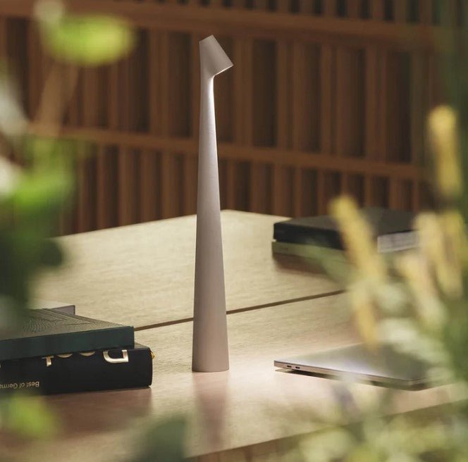 Lampe décorative LED rechargeable, moderne, portable, avec éclairage polyvalent.