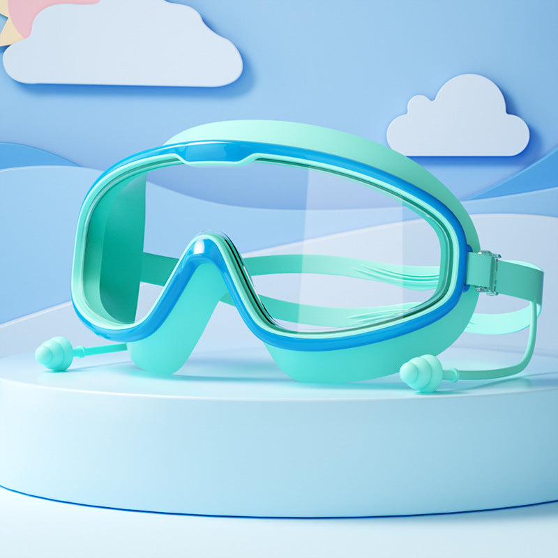 Lunettes de natation junior avec sangle réglable et lentilles anti-buée pour des heures de jeu.