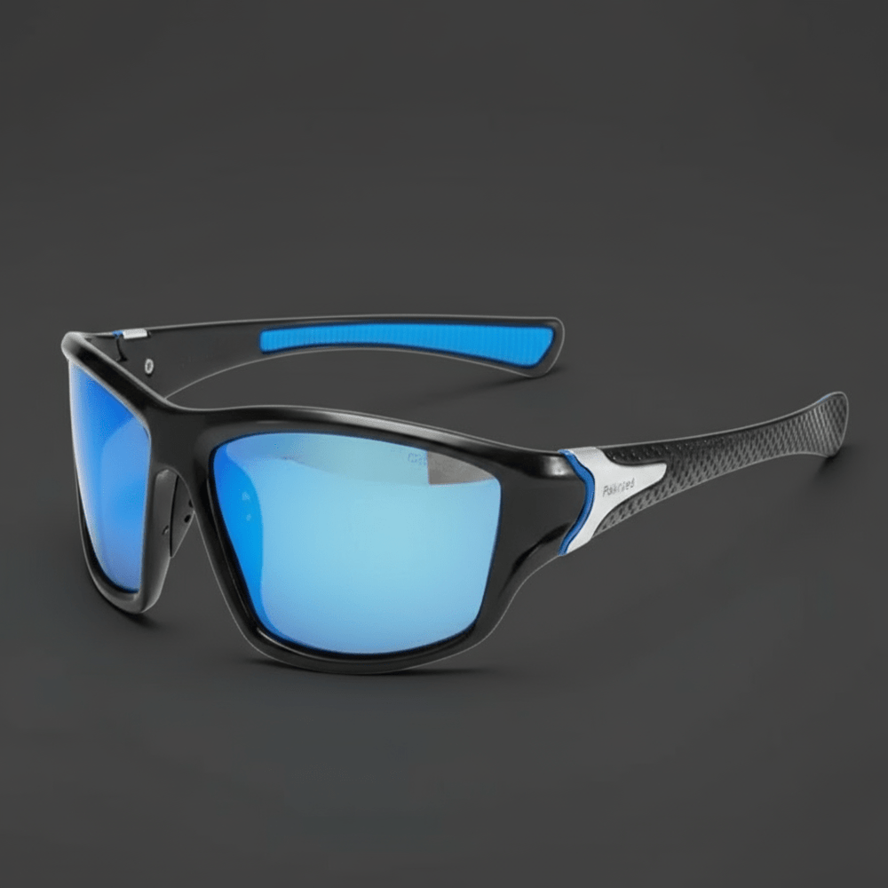 Lunettes soleil UV400 polarisées offrant une protection maximale pour les activités sportives comme le cyclisme et la course.