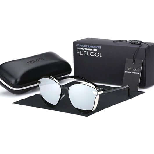 Protection solaire UV400 optimale avec ces lunettes œil-de-chat polarisées pour femme. Vision claire garantie.
