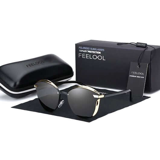 Lunettes de soleil polarisées UV400 pour femme. Modèle œil-de-chat rétro, idéal pour une protection solaire chic.
