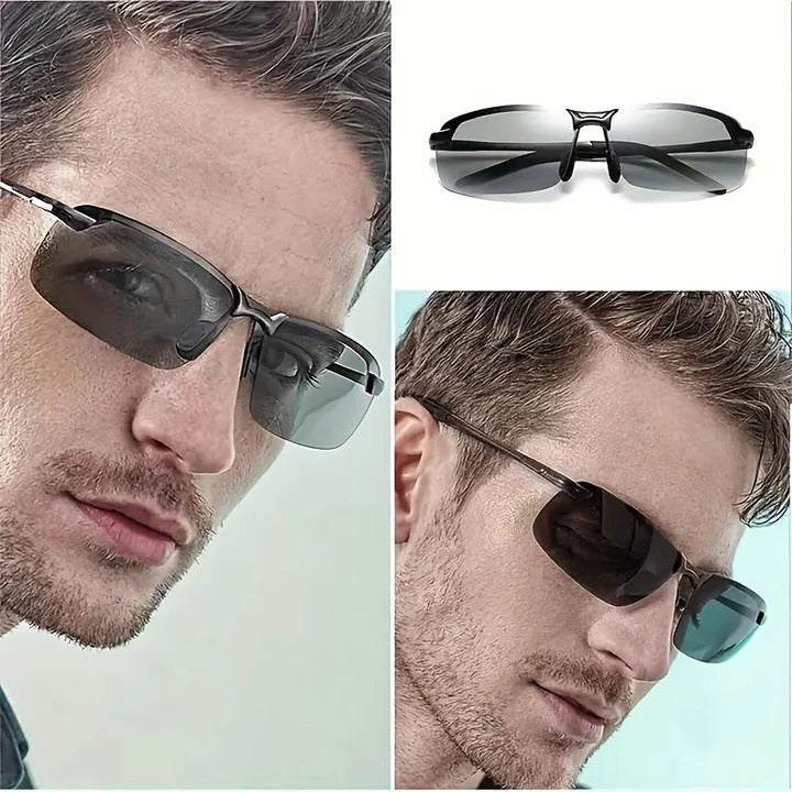 Lunettes de soleil unisexes avec verres photochromiques et polarisés. Protègent contre les UV pour une vision parfaite.