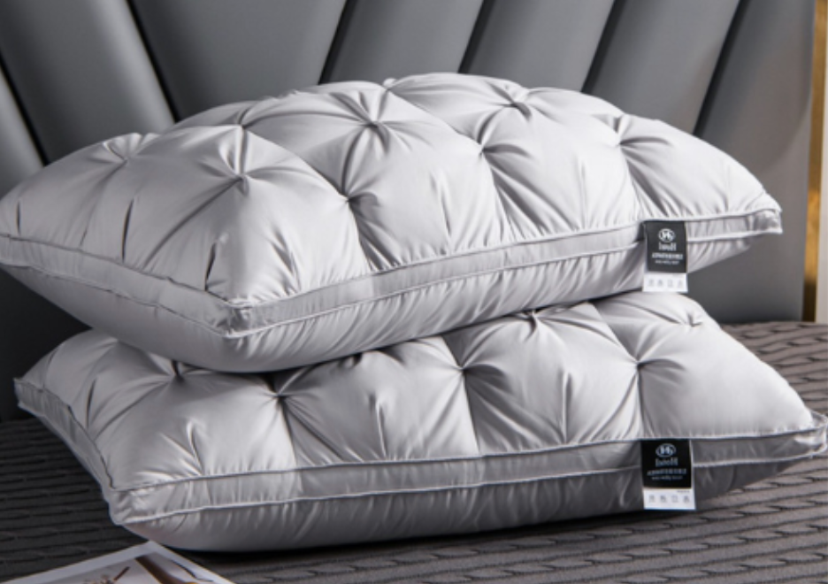 Coussin de luxe en duvet d'oie blanc pour un confort optimal, idéal pour une chambre douillette et un sommeil réparateur.