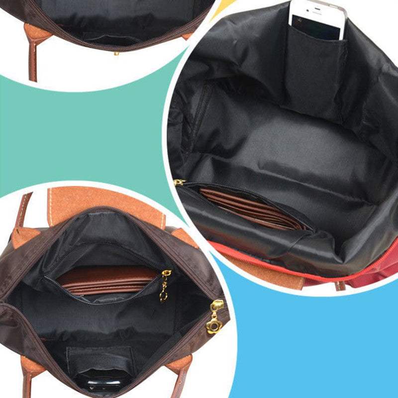 Sac à main élégant de luxe pour femmes en nylon et cuir résistant à l'eau. Parfait pour la mode quotidienne.