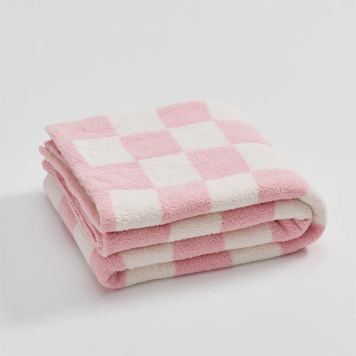 Plaid à carreaux multicolores ultra doux, parfait pour la chambre et la détente à la maison.