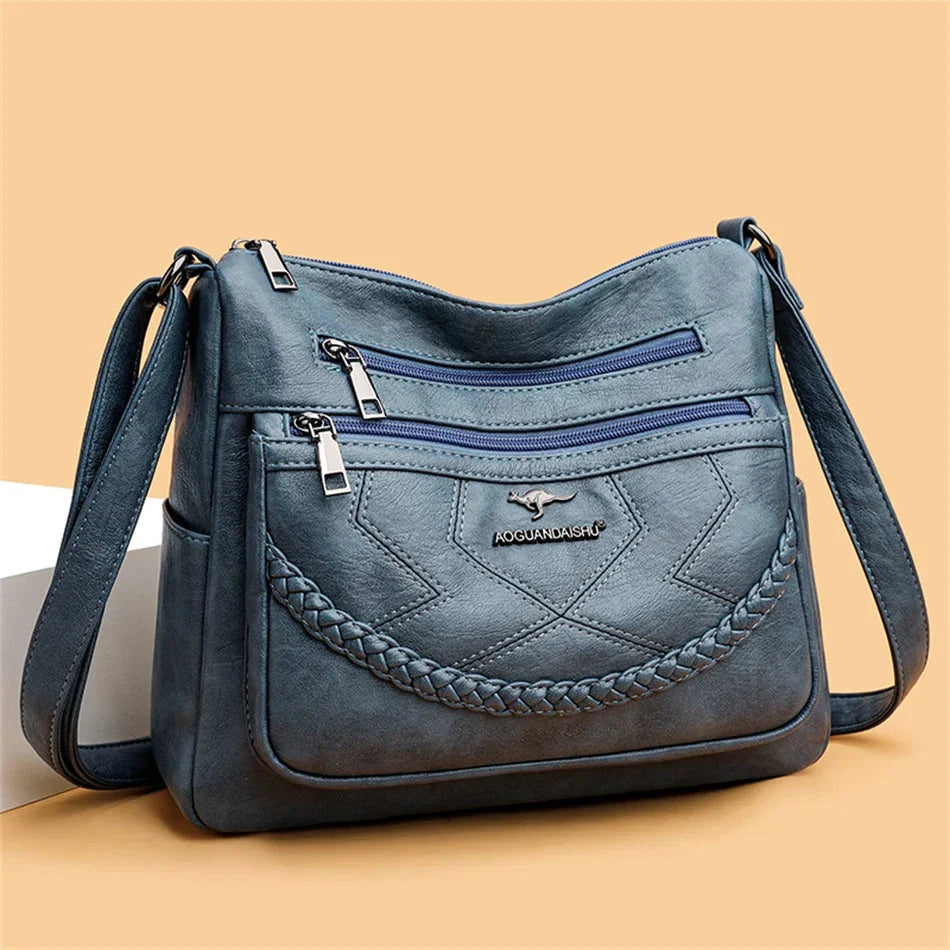 Sac bandoulière femme en cuir souple, design luxe et élégant pour usage quotidien.