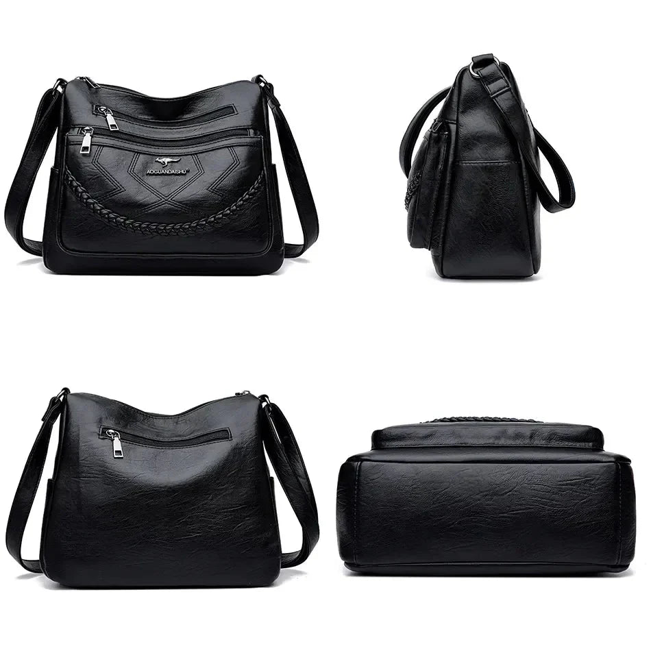 Sac chic en cuir souple pour femme, bandoulière élégante, parfait accessoire mode luxe pour un look raffiné.