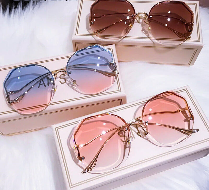 Lunettes de soleil luxe, dégradées, unisexe, sans monture, accessoire de mode pour un été protégé UV.