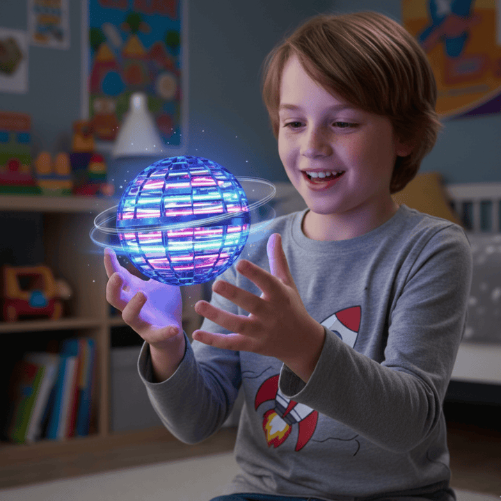 Jouet volant LED AeroMagik Orb, balle lumineuse anti-gravité rechargeable pour enfants et adultes, effet boomerang.