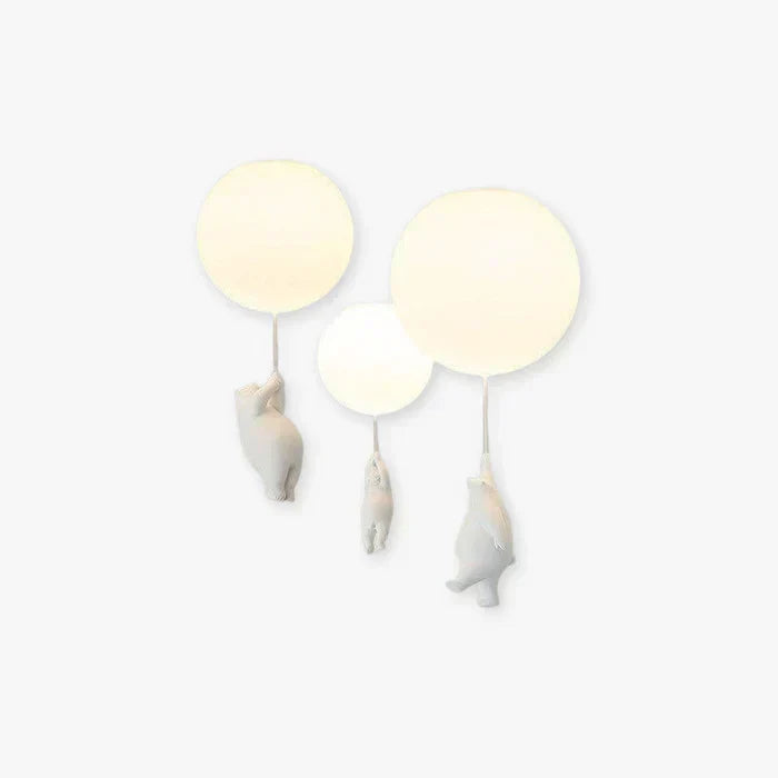 Plafonnier enfant LED avec ours et ballon lumineux, idéal chambre bébé ou enfant.