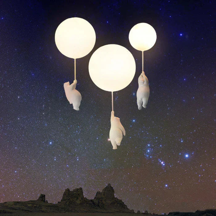 Veilleuse enfant ourson avec ballon lumineux, éclairage LED doux pour dormir.