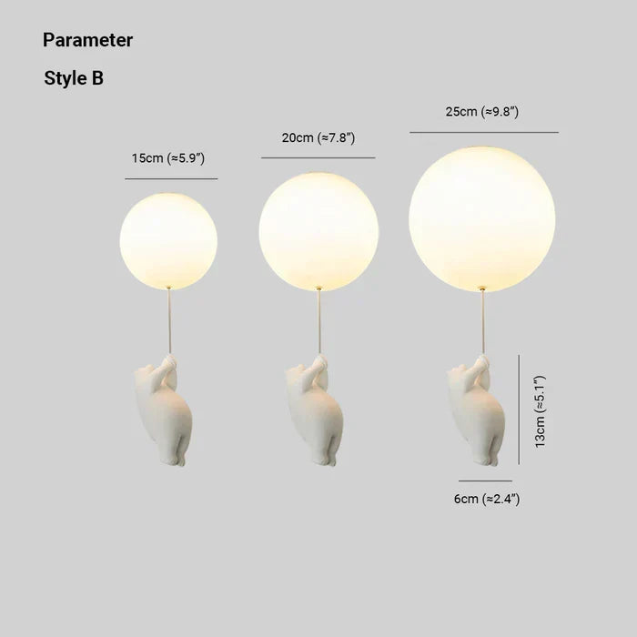 Lampe enfant design ours et ballon, parfaite pour chambre de bébé ou d'enfant.