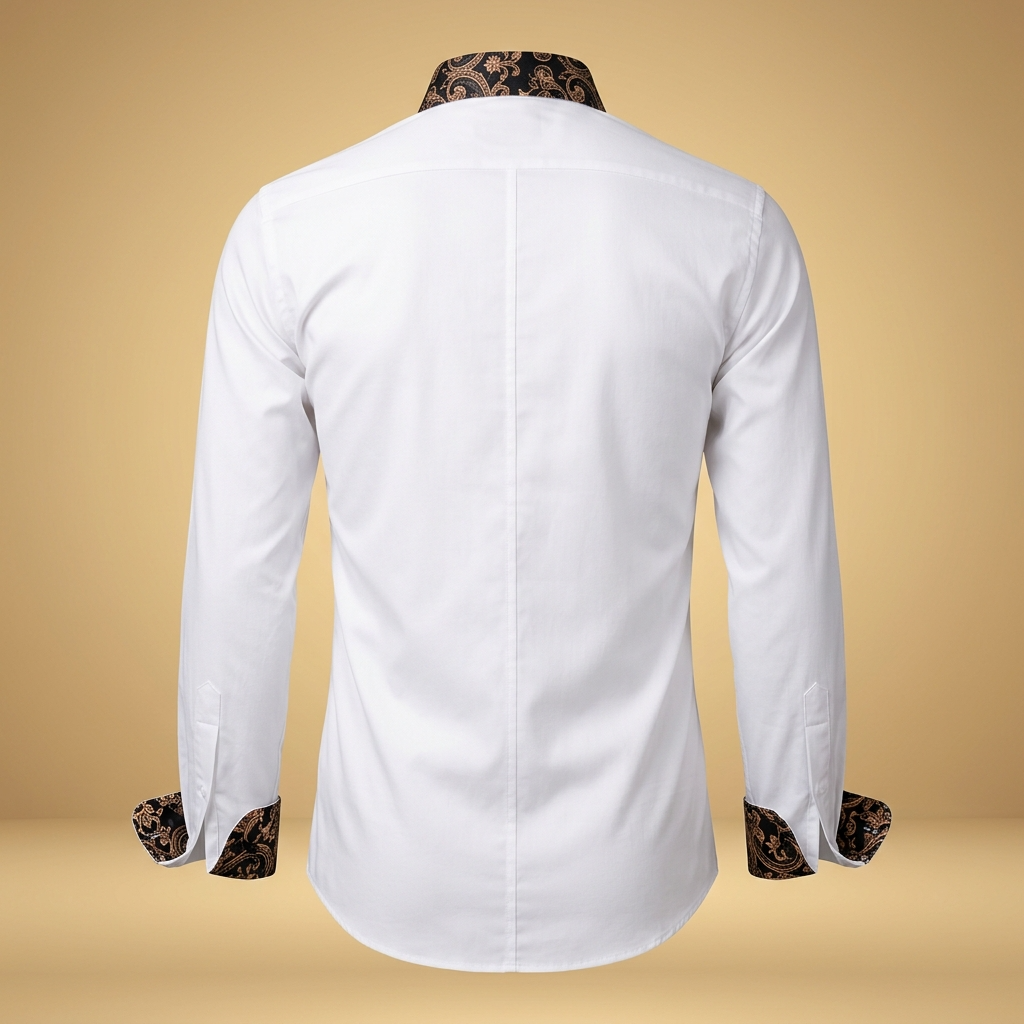 Chemise classique homme à manches longues, ajustée, disponible en blanc, bleu marine et noir.