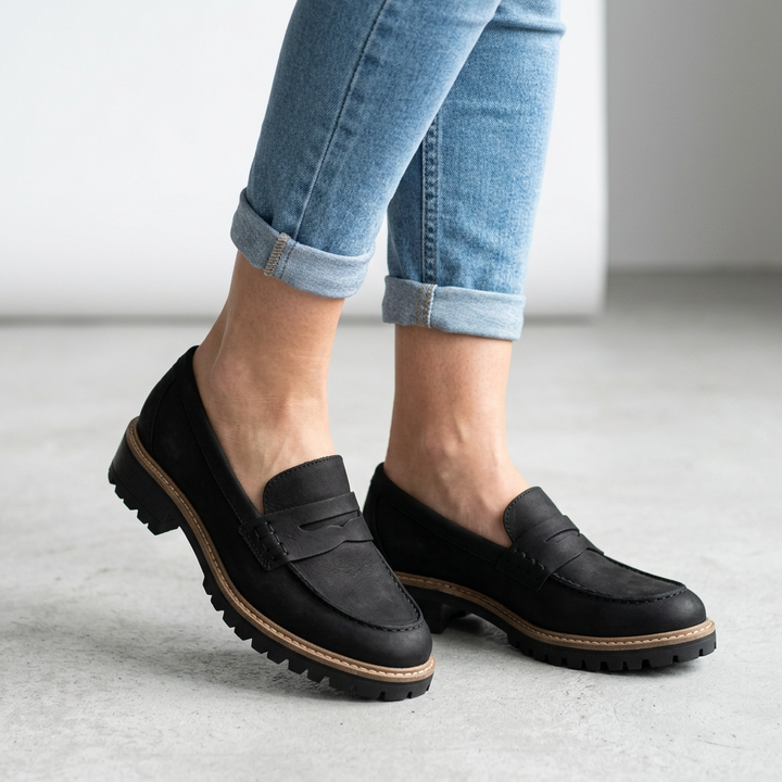 Chaussures plates femme, mocassins confortables orthopédiques, parfaits pour le quotidien.
