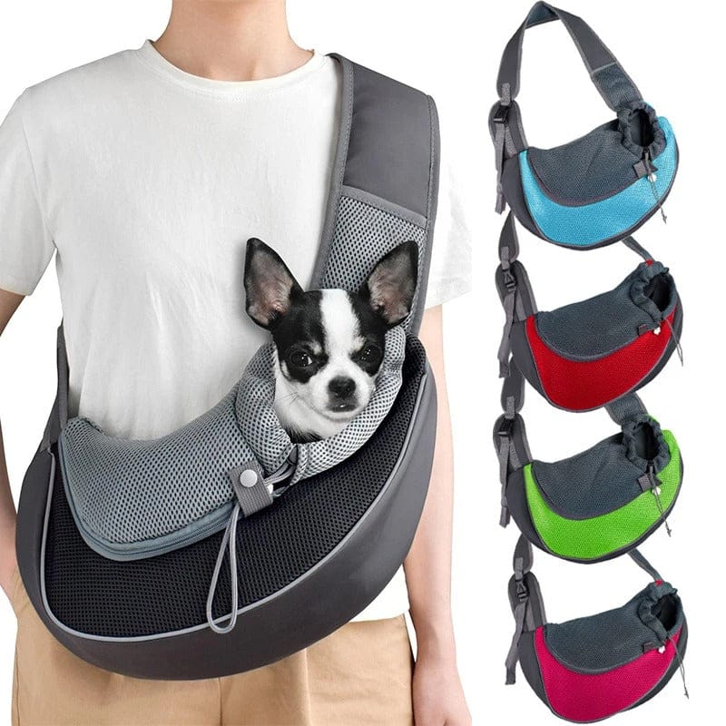 Sac bandoulière robuste et aéré pour chien ou chat, assurant confort et sécurité lors des déplacements.