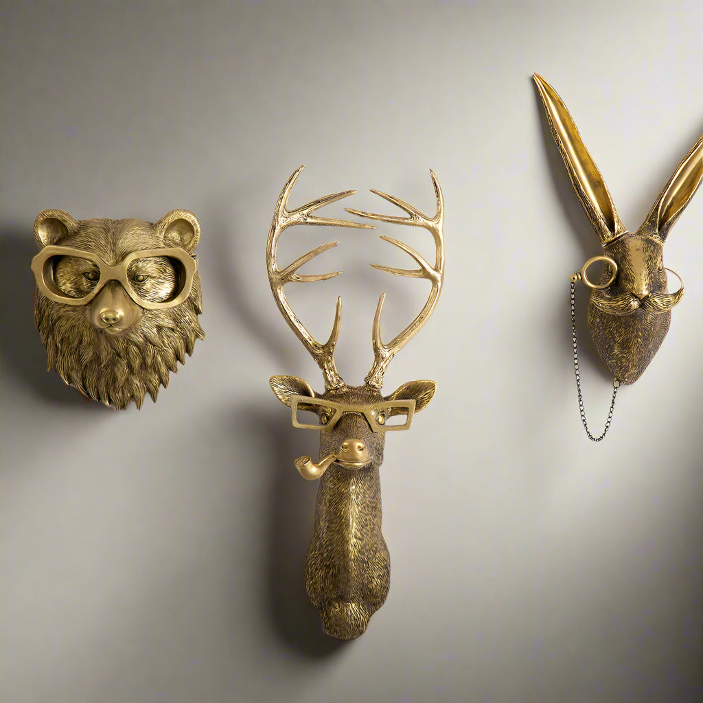Décoration murale réaliste en résine, sculpture animale pour intérieur stylé, design unique.