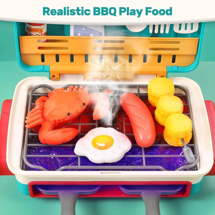 Cadeau éducatif pour enfants: mini grill BBQ interactif, développe la créativité et le jeu de rôle en cuisine.