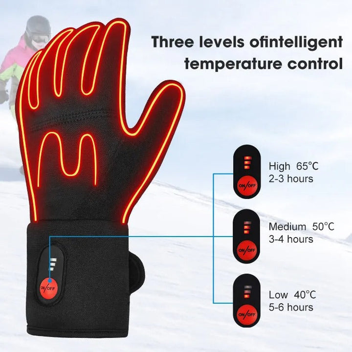 Gants d'hiver fins et confortables avec chauffage intégré, parfaits pour activités extérieures et protection.