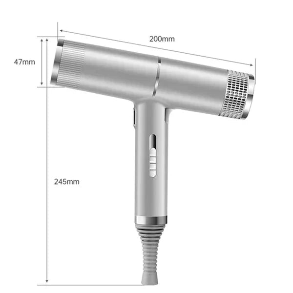 Sèche-cheveux anionique pour soin capillaire, réduit les frisottis et offre des cheveux soyeux et brillants.