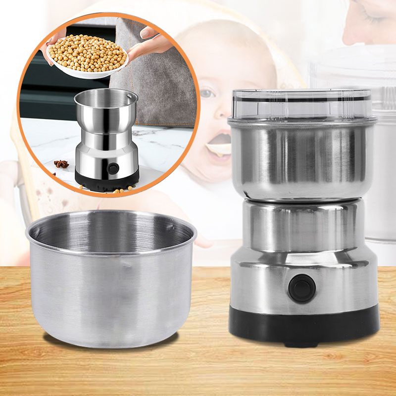 Moulin électrique portable 300ml en acier inoxydable. Broyeur de cuisine pour café, épices, herbes et grains.