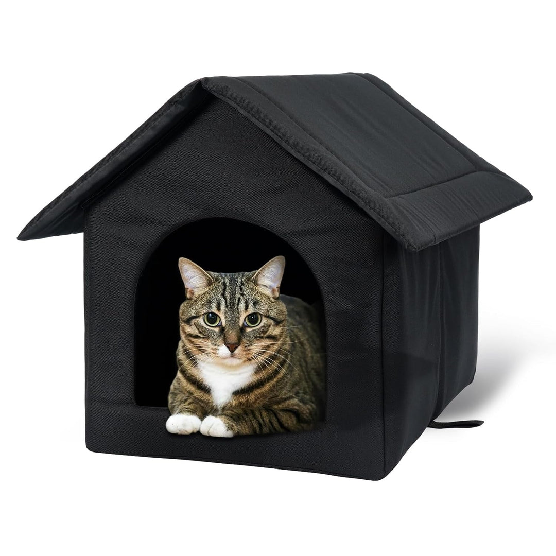 Niche pour chien ou maison pour chat noire, abri extérieur toutes saisons, étanche et résistant aux intempéries.