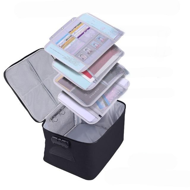 Mallette organisateur de documents sécurisée. Conception étanche pour la protection de vos papiers légaux.
