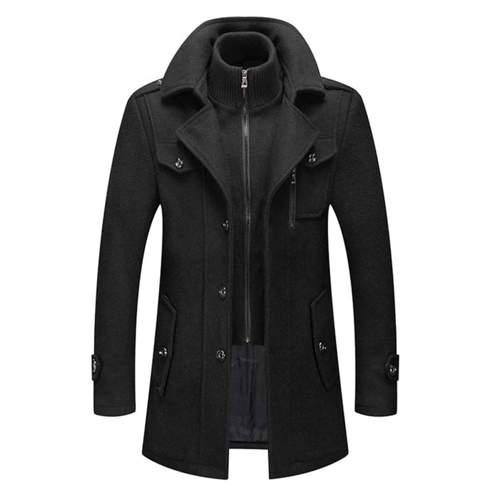 Manteau homme élégant 2 pièces, coupe ajustée, idéal pour l'hiver et la mode masculine.