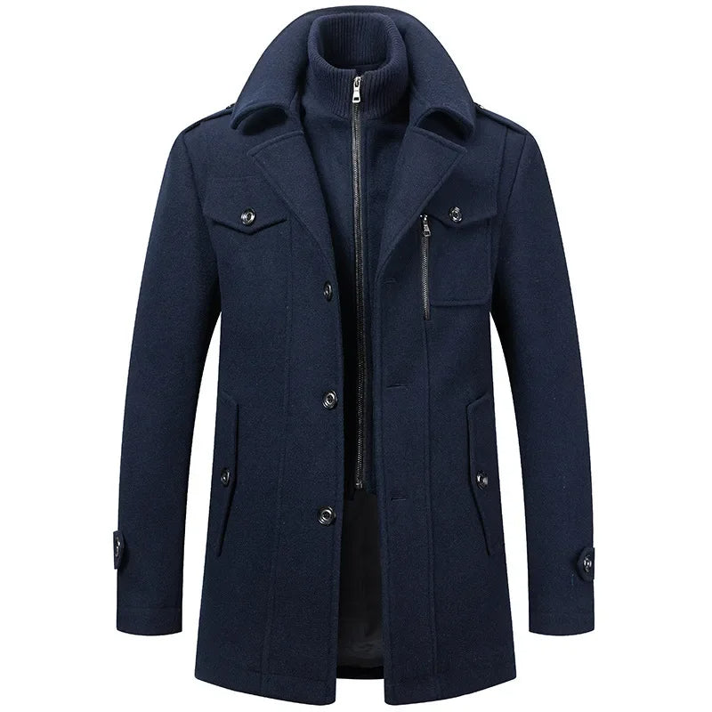 Manteau homme coupe ajustée, vêtement chaud pour l'hiver, parfait pour un look urbain élégant.