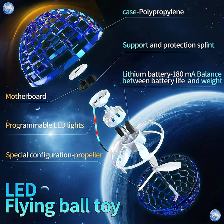 Jouet volant LED AeroMagik avec effet boomerang, balle lumineuse interactive et rechargeable pour des heures de jeu.