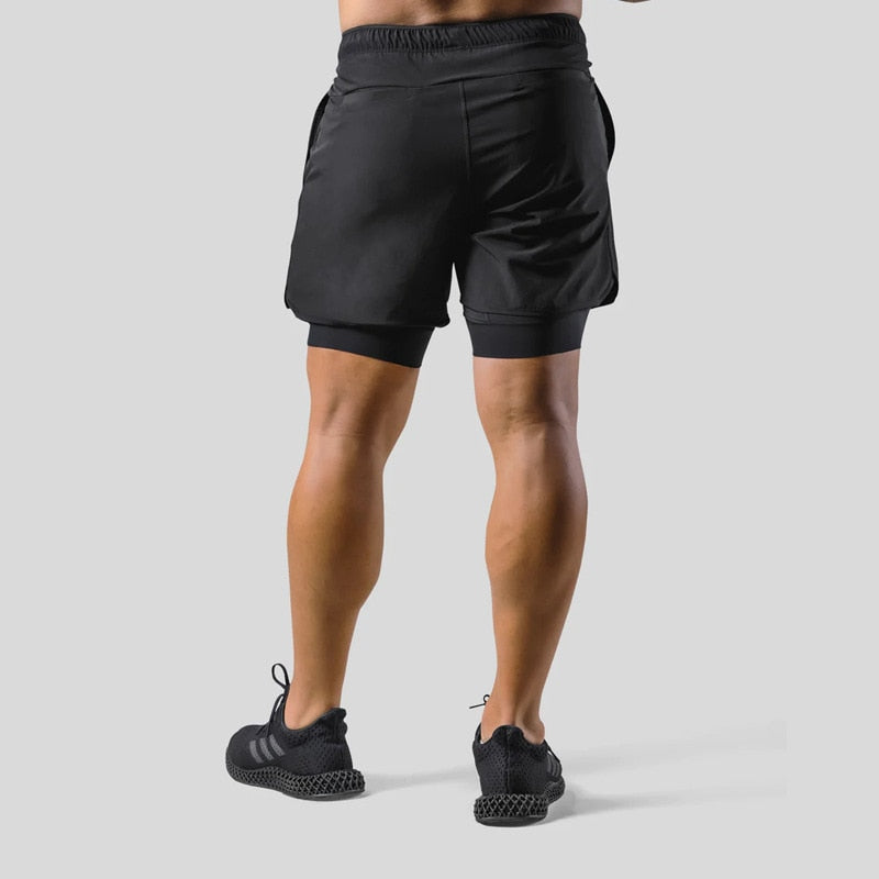 Pantalon de gym homme 2-en-1 léger et confortable. Idéal pour musculation.