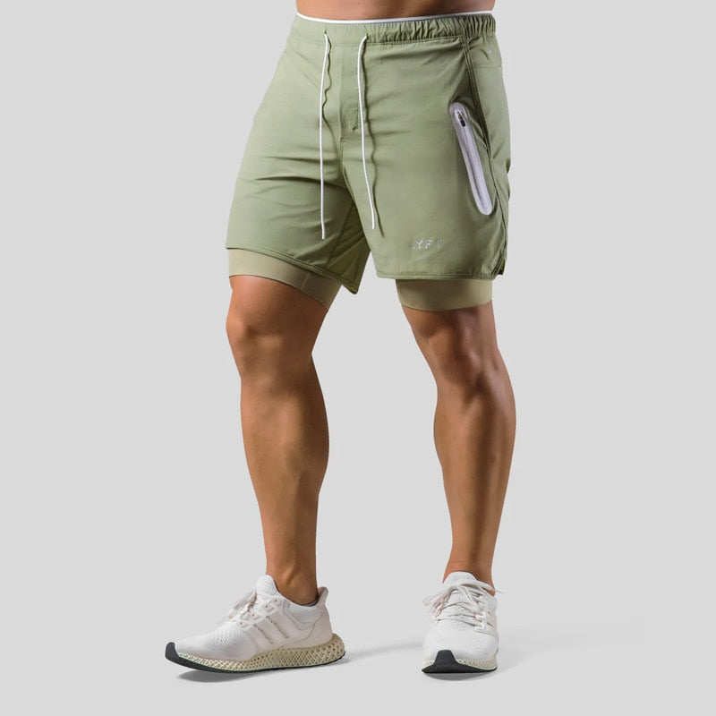 Pantalon de jogging homme 2-en-1 avec short intégré. Parfait pour athlétisme et sport.