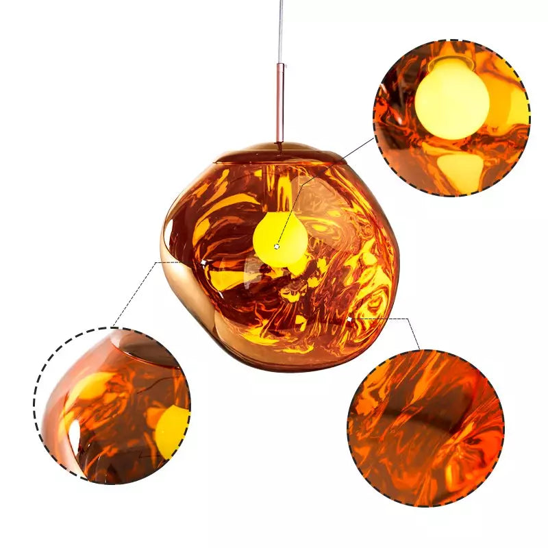 Lampe suspension Melt, vue rapprochée de sa texture organique. Design contemporain pour un éclairage unique.