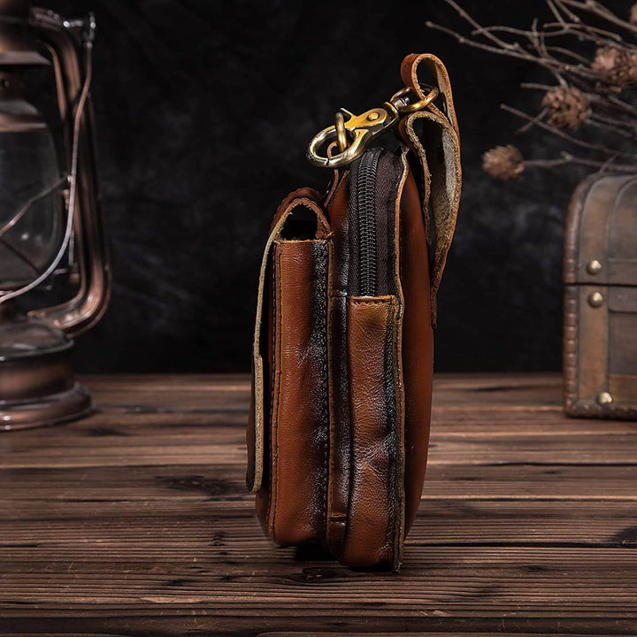 Sac de taille pour homme en cuir souple, élégance et protection pour vos affaires.