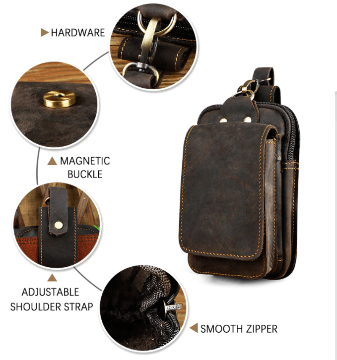 Sac banane chic en cuir pour homme, accessoire pratique et intemporel pour toute tenue.