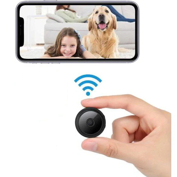 Mini caméra de surveillance Full HD sans fil, magnétique, vision nocturne et détection mouvement.