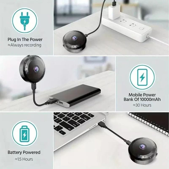 Petite caméra de surveillance WiFi HD 1080p connectée. Parfaite pour une sécurité maison/bureau intelligente.