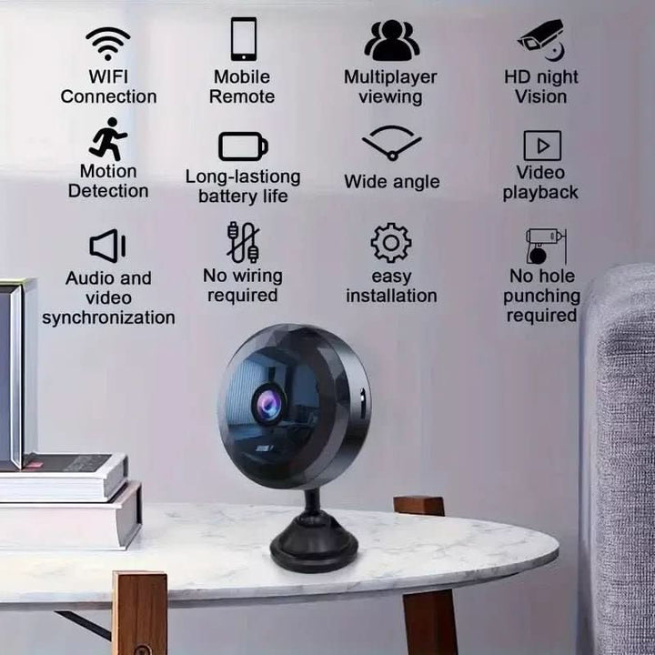 Caméra de surveillance WiFi 1080p HD avec détection de mouvement. Sécurité discrète pour toute pièce.