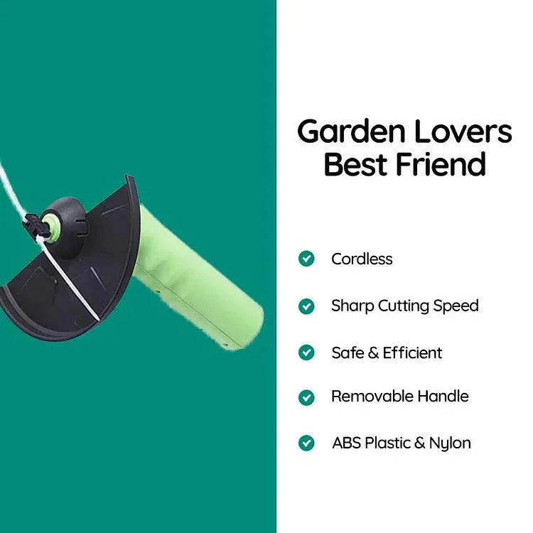 Outil de jardinage portatif, ce mini désherbeur sans fil léger assure un entretien facile et précis des bordures du jardin.