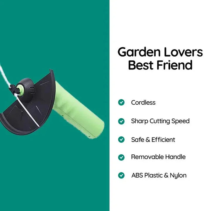 Outil de jardinage portatif, ce mini désherbeur sans fil léger assure un entretien facile et précis des bordures du jardin.