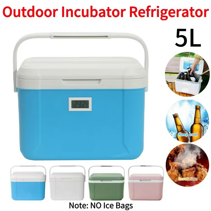 Glacière compacte 5L, parfaite pour l'extérieur. Idéale pour les boissons fraîches en camping ou pique-nique.