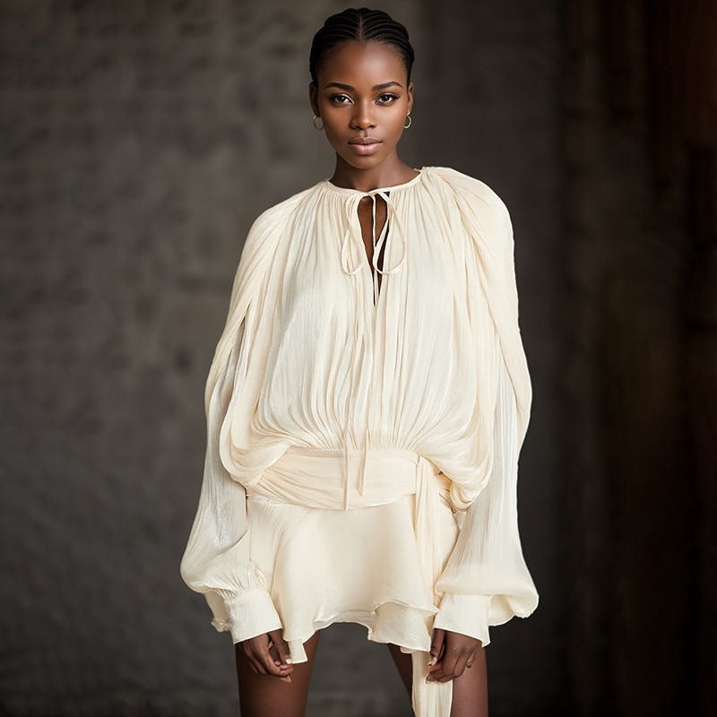 Mode femme: mini-robe décontractée à manches fluides, un essentiel chic et confortable.