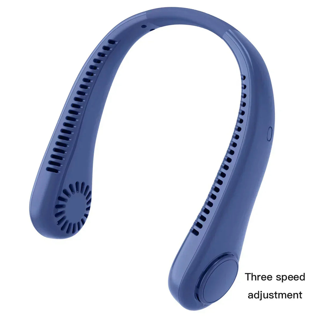 Mini ventilateur de cou ultra-portable et rechargeable USB. Profitez d'une brise rafraîchissante partout en été.