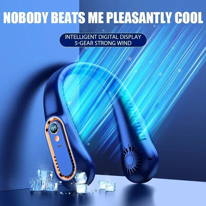 Profitez d'une brise fraîche avec ce ventilateur de cou mains libres, sans pales. Parfait pour les chaleurs d'été.