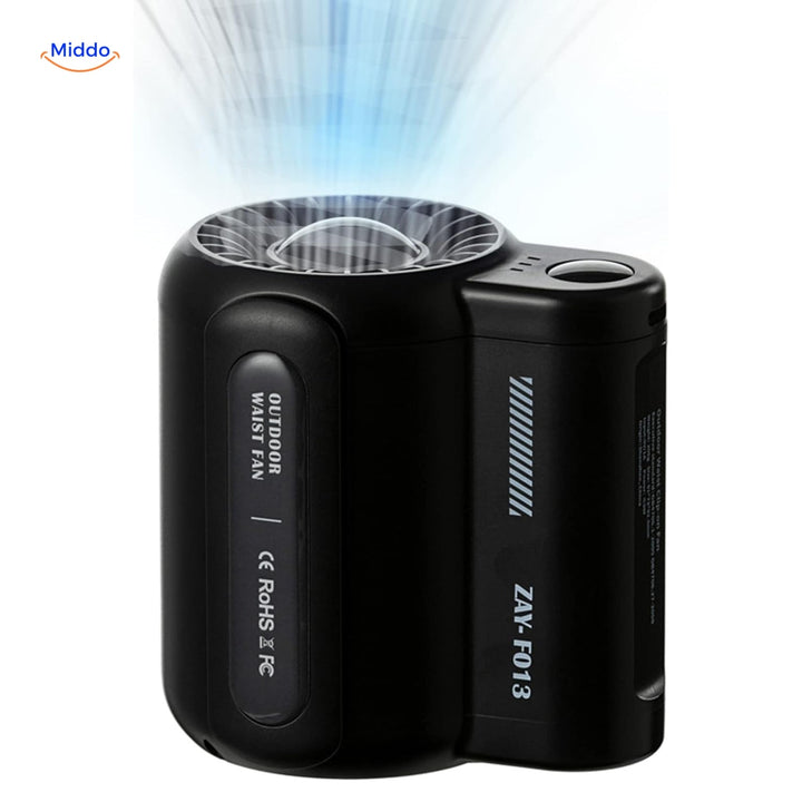Ventilateur USB portable double clip, parfait pour camping, randonnée et activités de plein air.