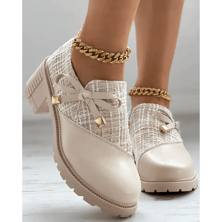 Mocassins à talon bloc durables et confortables pour femmes, chaussures élégantes et pratiques pour le printemps/été.