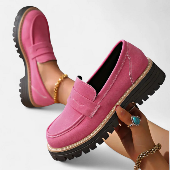 Mocassins femme avec soutien plantaire et semelle antidérapante, idéaux pour le bien-être des pieds.